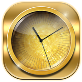3D Neon Gold Clock Live आइकन