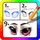 How to draw: anime eyes drawing step by step icon