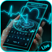 Teclado en 3D Neon Live Heart icon
