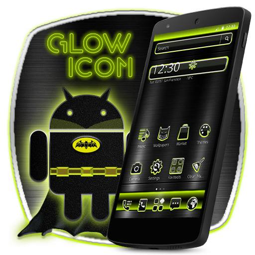Black Android Glow Robot Theme icon