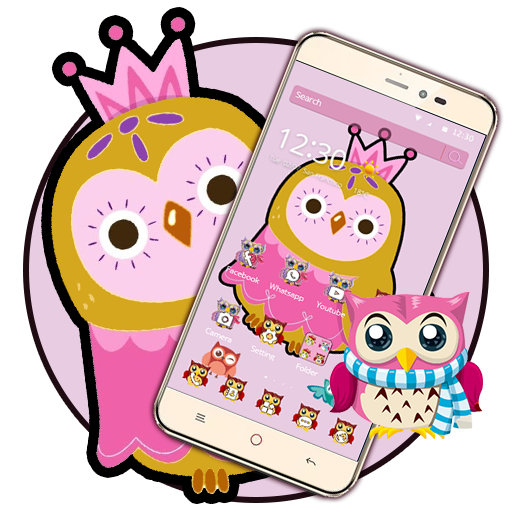 Sweet Pink Cartoon Owl Theme icon