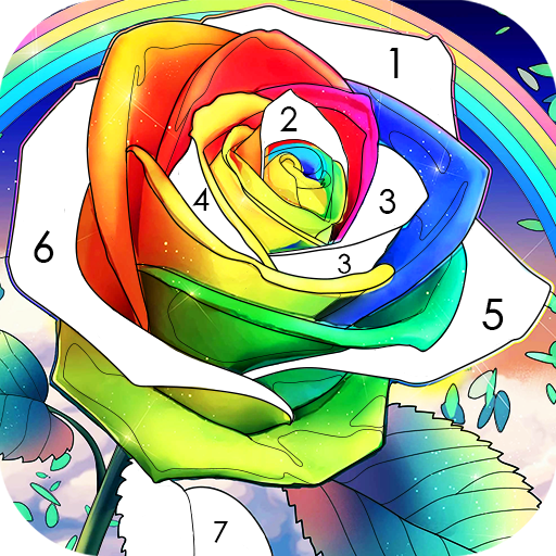 Flower coloring games-Color by number offline icon