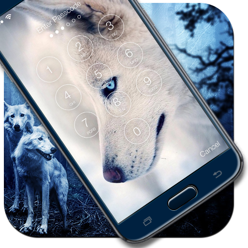 White  Ice Wolf Screen Lock icon