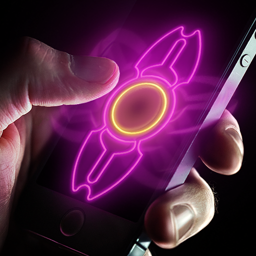 Neon hand fidget spinner icon