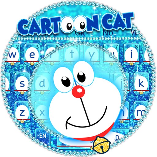 Blue Cartoon Cat Keyboard Theme icon