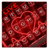 Live Red Neon Tec Heart Keyboard Theme icon