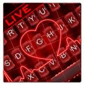 Live Red Neon Tec Heart Keyboard Theme