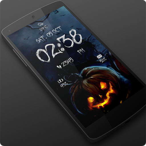 Halloween Spooky Digital Clock Live Wallpaper icon