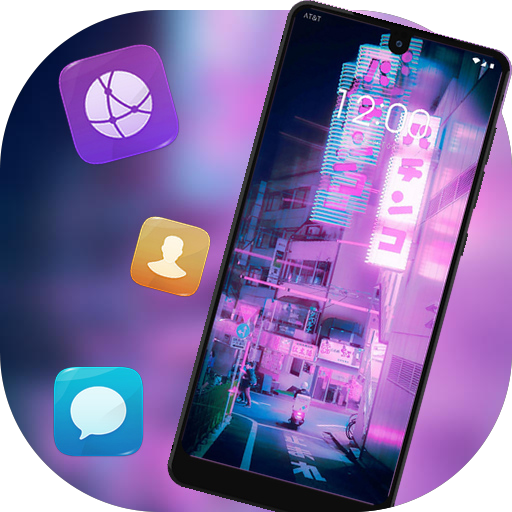 Landscape theme Japanese purple neon city A3S icon