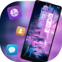 Landscape theme Japanese purple neon city A3S on 9Apps