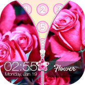 Pink Flower Zipper Lock Screen icon