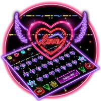 Colorful Neon Sparkling Heart Keyboard