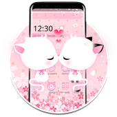 Tema fofo de gato casal fofo rosa icon