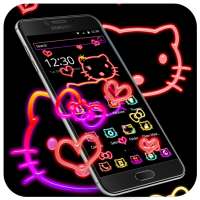 Kitty cat cute cartoon neon theme on 9Apps