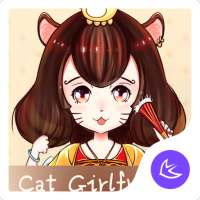 Cute Cartoon Cat Girlfriend theme & wallpaper on 9Apps