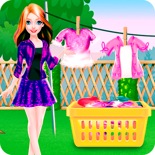 Mommy and Little Baby Laundry Day icon