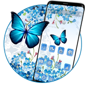 Blue Flower Butterfly Theme أيقونة
