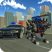 US Police Transform Robot Car Grey Wolf Robot Game icon