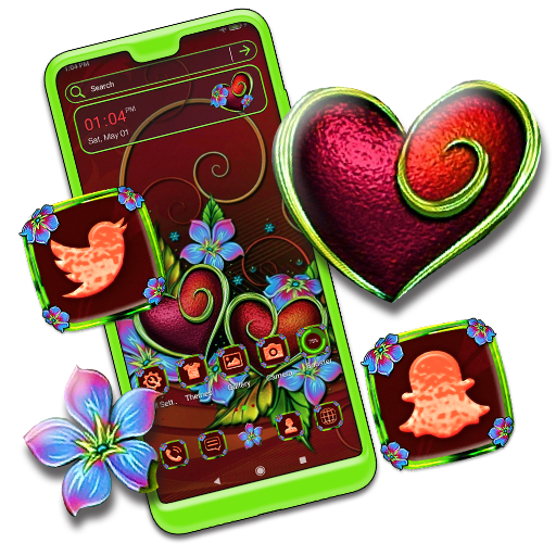 Flower Red Heart Launcher Theme icon