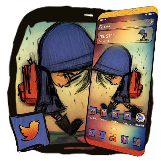 Sad Boy Sketch Launcher Theme icon