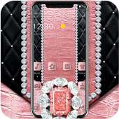 Rose Gold Leather Diamond Theme on 9Apps