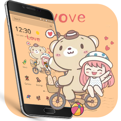 Cartoon Romantic Teddy Bear Girl Theme icon