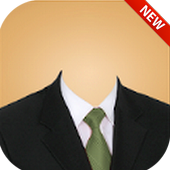 Men suit photo montage icon