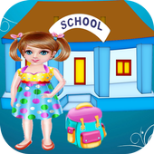 Girls games go to school icon