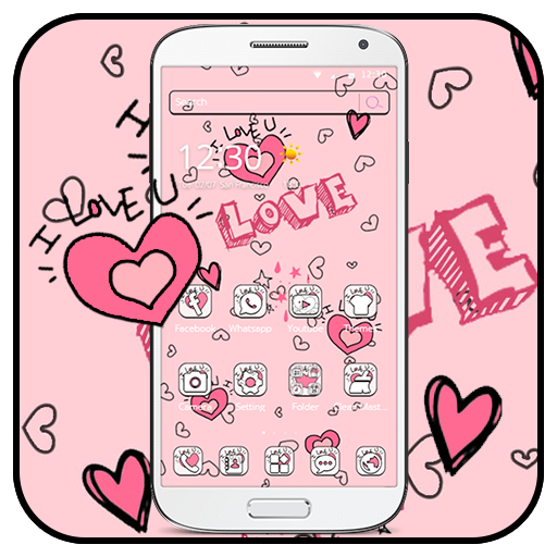Doodle Pink Love Theme Wallpaper icon