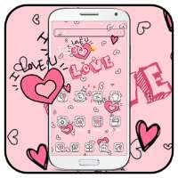 Doodle Pink Love Theme Wallpaper