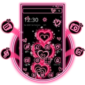 Glitter Salmon Hearts Theme icon