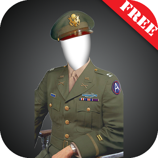 Military portrait photomontage icon