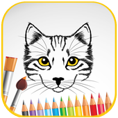 Cat coloring pages icon