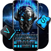 Blue Tech Metallic Skull keyboard icon