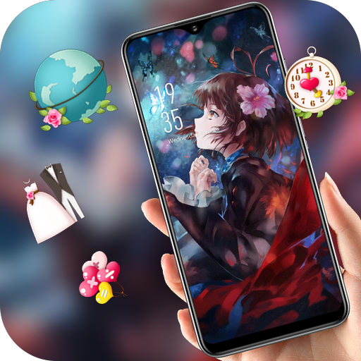 Beautiful anime girl butterfly theme icon