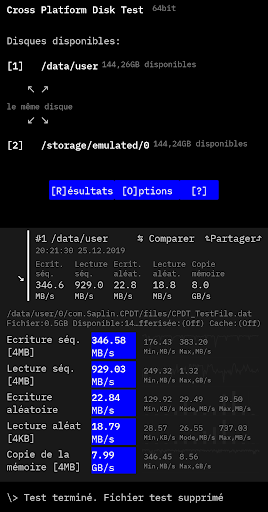 🇫🇷 CPDT Benchmark〉SD-Card﹣Disk﹣SSD﹣Memory﹣RAМ screenshot 5