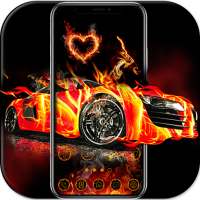 Flaming Car Sports Wallpaper Animasi Tema Peluncur