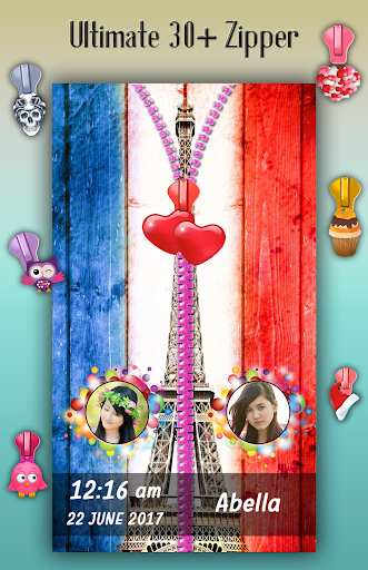 France Flag Zipper Lock Screen screenshot 4