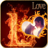 Fire Text Photo Frame 2018 icon