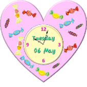 Lovely Pink Heart Clock Widget icon