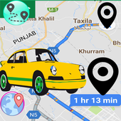 Gps route finder map navigation: world map live icon