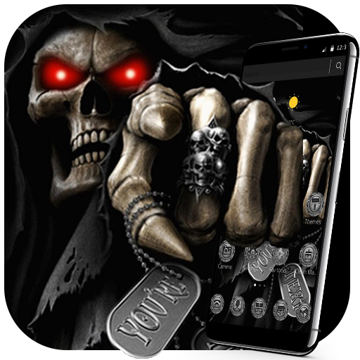 Dark Immortal Pointing Skull Theme أيقونة