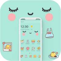 Blue Cute Cartoon Sweet Face Theme on 9Apps