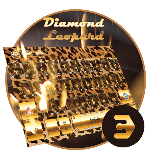 Leopard Diamond Gemstone with Gold Keyboard icon
