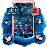 Blue Pink Rose Launcher Theme