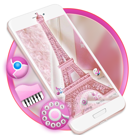 Pink Shiny Eiffel Paris Launcher Theme Live HD icon