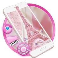 Pink Shiny Eiffel Paris Launcher Theme Live HD