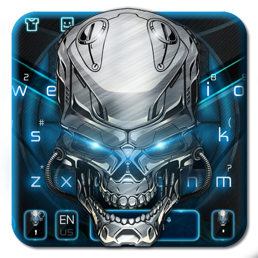 Neon Blue Skull Keyboard أيقونة