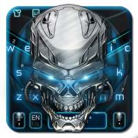 Neon Blue Skull Keyboard on 9Apps