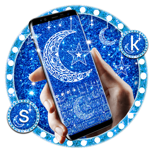 Blue Glitter Moon Keyboard icon